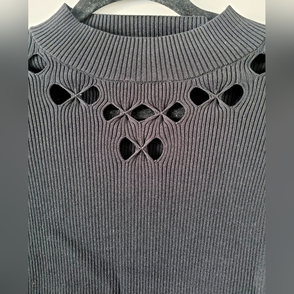 Ted Baker Emiiaa Engineered CutOut Bow Rib Sweater Short Sleeve Black Ted1/XS/4 - Picture 6 of 16